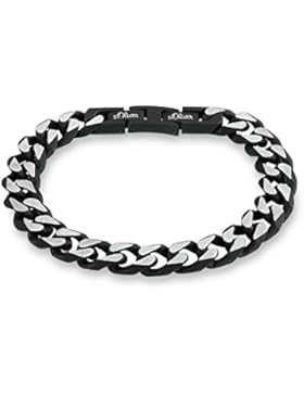 s.Oliver Herren-Armband Gliederarmkette Panzer 20+1,5 cm verstellbar Edelstahl matt IP Schwarz