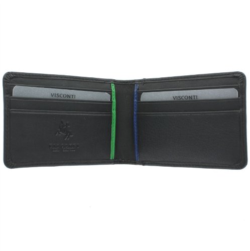 Visconti Colección Bond Q Tarjetero de Cuero para Hombre con Ventana DNI BD11 Negro/Verde