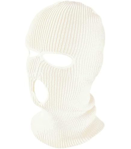 Cagoule Hiver 3 Trous FAMKIT - Couverture Intégrale Tricotée Pour Ski, Cyclisme Et Sports D'Hiver - Blanc