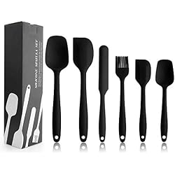 EKKONG Spatule Silicone de Cuisine Set de 6 Spatule en Silicone Résistant à la Chaleur pour Cuisiner Spatule Pâtisserie, Cuillère Spatule, Anti-adhé, sans BPA (Noir)
