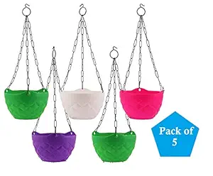 First Smart Deal Plastic Hanging Pot (Multicolour, Pack of 4)