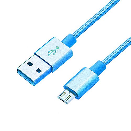 Micro USB Data Cable – 1 Meter Strong Braided Nylon Super Fast MICRO USB Mobile Phone Charging / Data Sync Lead [SUPPORTS FAST CHARGING] - Blue For LG G3, G2, G3 Stylus, G4, G4 Beat, G4 Stylus, K10, K3, K4, K5, K7, K8, Stylo 2, Stylus 2, Stylus 3, V10, X cam, X mach, X max, X power, X screen, X Skin, X style