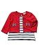 M&Co Baby Girl Stretch Cotton Navy And Red Long Sleeve Stripe Print Bow 2 In 1 Mock Cardigan Top Red 9/12 Mnths