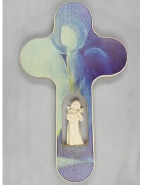 Kinderkreuz mit geschnitztem Engel