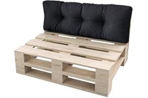 sunnypillow Coussin Dossier pour Palette Euro Canapé Jardin Salon - Extérieur - Appui 120 x 40 cm - Gros Coussins Mobilier Jardin Banquette - Différentes Tailles et Couleurs à Choisir - Noir