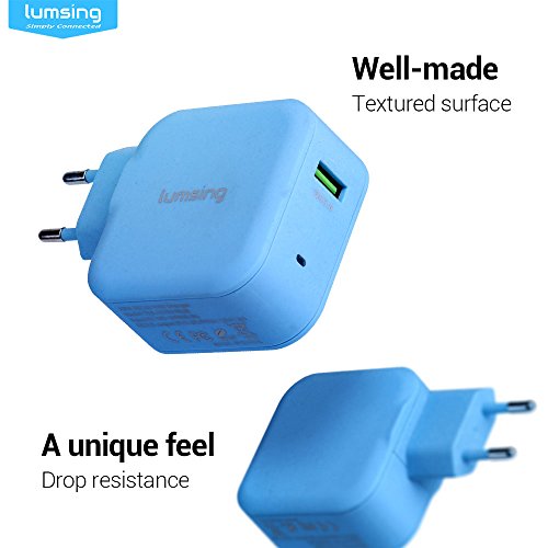 Lusimg USB Ladegerät QC 3.0 18W Ladeadapter Charger für iPhone 7 / 7 Plus / 6S / 6 Plus / iPad / iPod / Samsung Galaxy / HTC und Smartphone Tablet Blau - 3