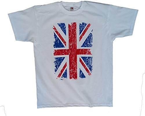 CottonJuice Designs Union Jack Mens Distressed Print 2 Colour Patriotic Urban t Shirt