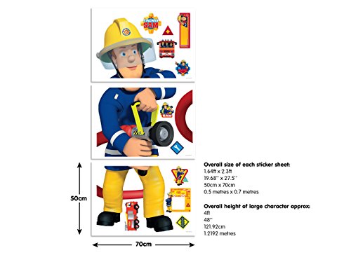 Walltastic 44333 Sam, der Feuerwehrmann, großer Figuraufkleber, Vinyl, bunt, 7 x 7 x 52,5 cm - 4