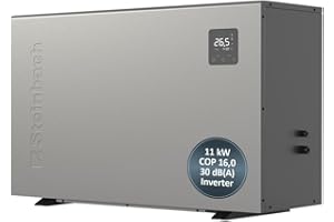STEINBACH Wärmepumpe Silent 11 – 049314 – Inverter Wärmepumpe für Pools bis 50.000 l – Heizleistung 11.000 W, Besonders leiser Betrieb und effizient Dank Inverter-Technologie, Kabelgebunden