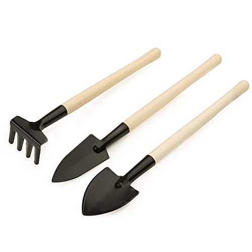 Preisvergleich Produktbild Kumkey Mini Gartenwerkzeug Set Holzgriff Pflanze Gartengeräte Garten Sukkulenten Pflanze Werkzeuge für Blumentöpfe Balkongärten Topfpflanzen Miniatur Gartenarbeit-Schaufel, Spaten, Rechen