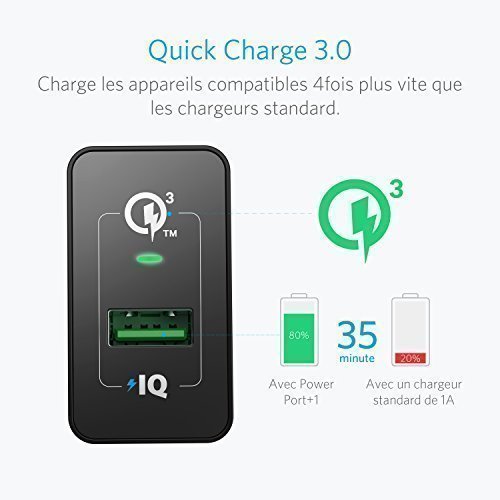 Anker PowerPort+1 18W USB Ladegerät mit Quick Charge 3.0 und Power IQ + 0.9m Micro USB Kabel für Galaxy S7 / S6 / Edge / Plus, Note 5 / 4, LG G4, HTC One A9 / M9, Nexus 6, iPhone, iPad und weitere (Schwarz) - 6