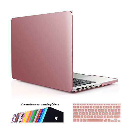 MacBook Pro 13 H  lle Case iNeseon Ultra Slim Plastik Hartschale Tasche Cover Shell  US Version Rose Gold und EU Version Transparent Tastatur Abdeckun