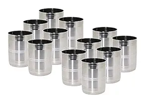 SKARS Stainless Steel French Glass/Tumbler (300ml, Silver) - Pack of 12