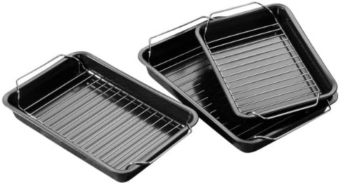 Roasting Trays,Set of 3,Non-Stick with Wire Racks