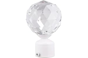 GARNECK Crystal Ball Curtain Rod Finials Curtain Rod Ball End Caps Decorative Window Finials Modern Decor For Curtain Window-White 1 Piece