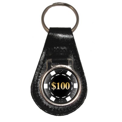 Preisvergleich Produktbild Schlüsselanhänger aus leder mit $100 Poker Chip Design
