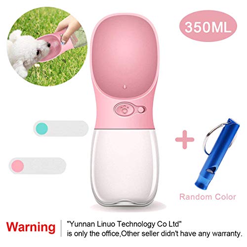 RCRuning-EU Borraccia per Cane,Portable Dog Water Bottle, Pets Feeder for Pet Travel Borraccia Walking Travelling Drinking (12 oz, Rosa)