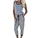 Produktbild Cooljun Jumpsuit Damen Sommer Kurz Kurzarm Strappy Sport Yoga Playsuits Solide Bandage Gürtel Romper Overall (Medium, Grau)