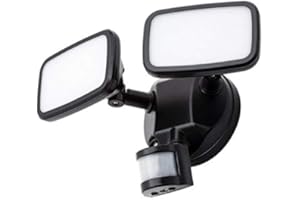 LITECRAFT Alma Floodlight Twin LED Outdoor Fitting with PIR Motion Sensor - Black