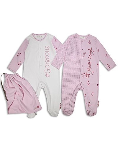 The Essential One - 2 Pack Baby Girl Floral Sleepsuits Babygrows - Pink - 3-6 Months - ESS148