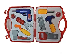 Loopy hoop Construction Tools Kit Toys for Kids, Set of 10 Pieces Portable Tool Toy with Accessories, Briefcase Boys Girls Engineer Toolbox