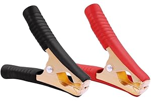 Voarge 2 sztuki długich zacisków krokodylkowych do akumulatora samochodowego, czysta miedź, z płaszczem izolacyjnym, izolowane zaciski akumulatora 100 A, do akumulatorów samochodowych, kabel