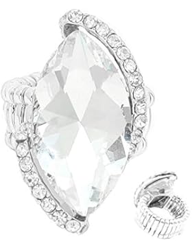 Schmuckanthony Abendschmuck Abi Ball Schmuck Ring Elastik Dehnbar Stretchring Kristall Klar Transparent 4 cm Lang