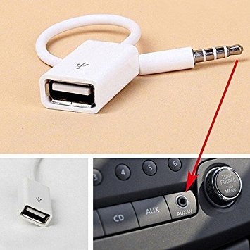 Interesting® Mode weiß 3,5 mm männlich AUX Audio Plug Jack zu USB 2.0 weibliche Konverter Kabel Adapter-Kabel für Auto MP3 - 2