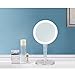 KEDSUM 18.6cm Rechargeable 5X Magnification Round Swivel Table Top Illuminated Makeup Mirror -Ajustable and Dual Sided Mirror with Soft LED Light for Bathroom, Vanity,Cosmetics,White