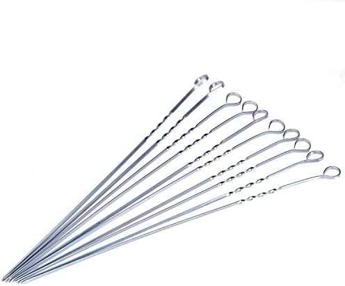 Xiaofengshop 10 x Extra Long 15" BBQ Meat Vegetable Kebab Skewers in Stainless Steel