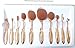 Goldrose 10 pcs Soft Oval Toothbrush Mermaid Multipurpose Makeup Brush Set Foundation Brushes Cream Contour Blush Powder Concealer Brush Cosmetics Tool (Gold)