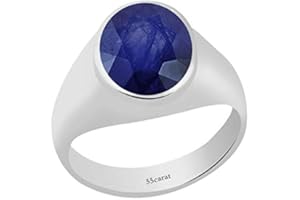 55CARAT Anillo para hombre, 92,5% plata de ley y piedra natural de zafiro azul de 6 ct, hecho a mano