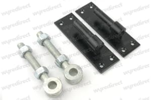 Wyre Direct Garden Shed Hinge and Bracket Set - Heavy Duty Wrought Iron Gate Hinge Brackets, Door Hinges Brackets Suitable for Wood - 2 Black Hinge Brackets - 16mm Pin, 16mm X 100mm Eye Bolts