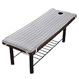 Non-Slip Beauté Matelas Topper,Matelasse Coussinet De Protection par Sangle élastique Lit De Massage Feuille Matelas De Table par Visage Trou De Souffle-Gris 190x80cm(75x31inch)