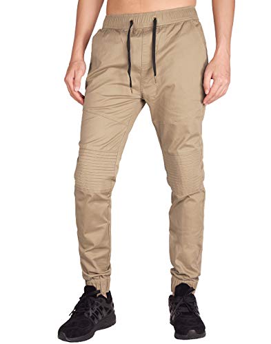 Italy Morn Uomo Casual Chino Jogging Pantaloni Sportivo Biker Twill Slim Fit S Cachi