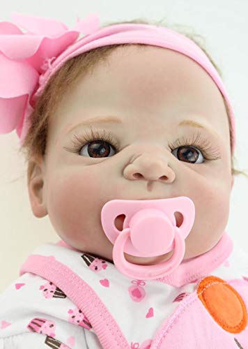 ZIYIUI Doll Newborn Reborn Baby Girl 20 Pulgadas 50 cm en Cuerpo de Vinilo de Silicona Completo Chica Ojos Abiertos