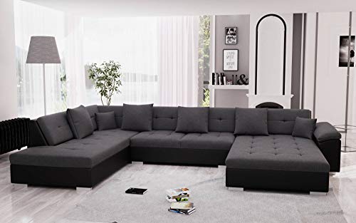 Bestmobilier - Belmont - Canapé d'angle panoramique XXL en U - en Simili et Tissu - Gauche