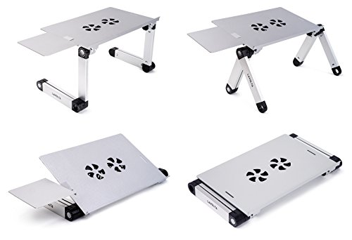 Lavolta Notebook-Ständer (zusammenklappbar, mit Ablage für die Maus, Kühler, 2 Lüfter, Aluminiumlegierung, Winkel der Beine kann verstellt werden) silber - 7