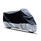 PowerTiger motorradabdeckung ist aus 190T polyesterfaser, die effektive Isolierung, UV-Schutz und wasserdicht ist. Diese motorrad abdeckplane ist hervorragender Qualität, Reißfestigkeit. Sie kann vor widrigen Witterungsbedingungen wie Regen, Schnee, Eis, Wind, Staub oder Sonne schützen.