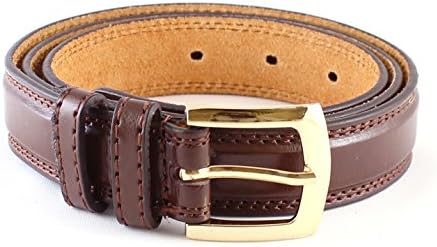 No1Fashion New Mens Leather Trouser Suit Belt Waist Size 32" - 48" M L XL XXL Gold Buckle (XX-Large 44" - 48", Brown)