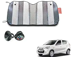 WolkomHome Silver foil Shade UV Protection Curtain Car Sunshade Film Windshield Visor Front Windshield Sunshade Cover for Maruti Suzuki Alto 800