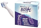 Retainer Brite Cleaning Tablets - 36 with White Denture Brush ~ Easy Grip Handle, Double Bristle Head