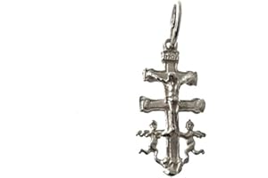 Minoplata Cruz de Caravaca de Plata de Ley 925 2cm x 1cm una Joya Amuleto Unisex, un Colgante para Hombres y Mujeres
