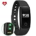 Produktbild GINSY Fitness Armband Mit Pulsmesser Schlafmonitor Bluetooth Touch Display Sportuhr Smart Wristband Aktivitätstracker für iPhone Samsung IOS Android (Black)