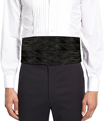 Remo SartoriMade in Italy Men's Black Zebra Cummerbund Tuxedo Belt, 4 Folded, Silk