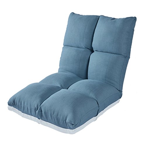 Chi Cheng Fang Electronic business Lazy sofa chair Mini folding chair computer chair tatami 6-speed adjustment super bearing capacity (Color : Blue)