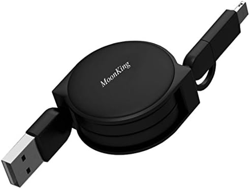 1m/3ft Retractable Charging Cable,2 in 1 Lighting Micro USB Sync &amp; Charge Compact Cable,High Speed Data Transmission &amp; Charging for iPhone 6/s/Plus,7,8 Plus , Samsung &amp; More Android Phones (Black)