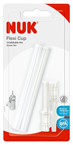 NUK 10255130 Flexi Cup Soft-Trinkhalm aus Silikon, auslaufsicher, BPA-frei, transparent, 2er Ersatzpackung - 2
