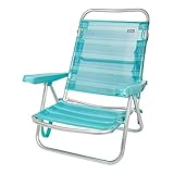 sillas de playa plegables ligeras Altura del asiento 21 cm; peso máximo soportado 100 kg; diseño a rayas en suaves tonalidades de azul
