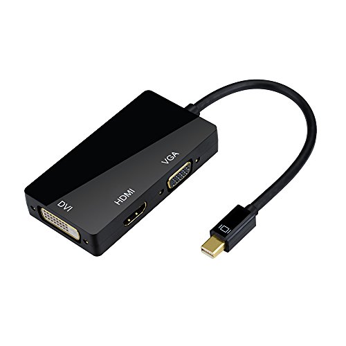 VicTsing 3 in 1 Mini Displayport DP auf HDMI DVI VGA Kabel-Adapter Konverter für Apple MacBook, MacBook Air, MacBook Pro, iMac, Mac mini, Microsoft Surface Pro 1 2 3, Lenovo Thinkpad X1/ Carbon/ Touch/ Helix usw. - Schwarz